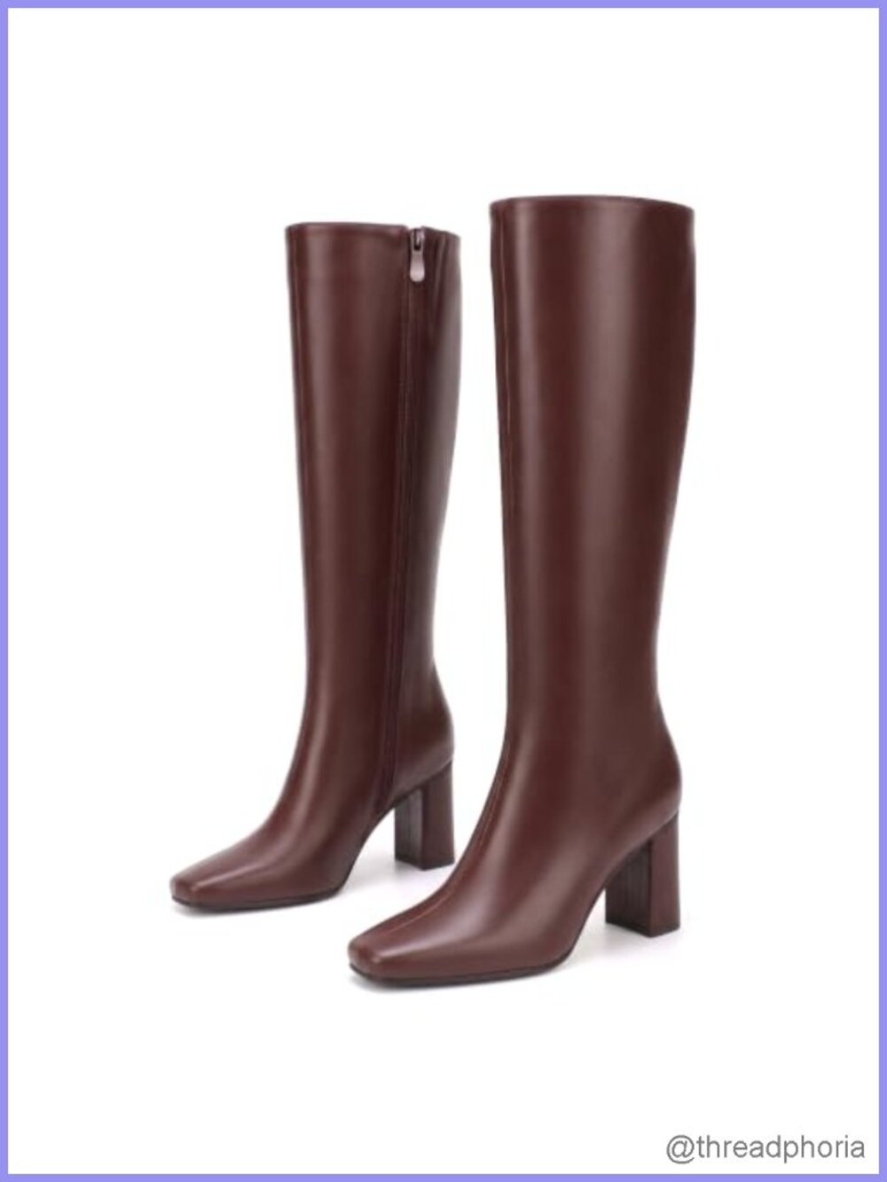 Knee High Boots Square Toe Chunky Heeled Boots Women Fall Zip Water Resistant